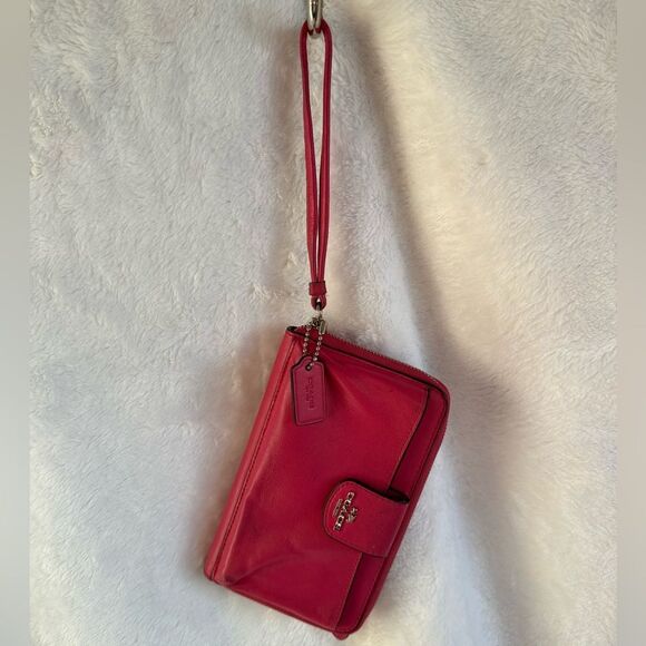Coach Pink Leather Wristlet Wallet - Picture 1 of 5
